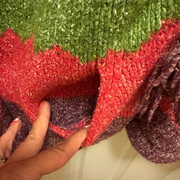 Orval Handmade 50% Wool Colorful Striped Women's Hooded Sweater Jacket EUC Sz L - Picture 4 of 13